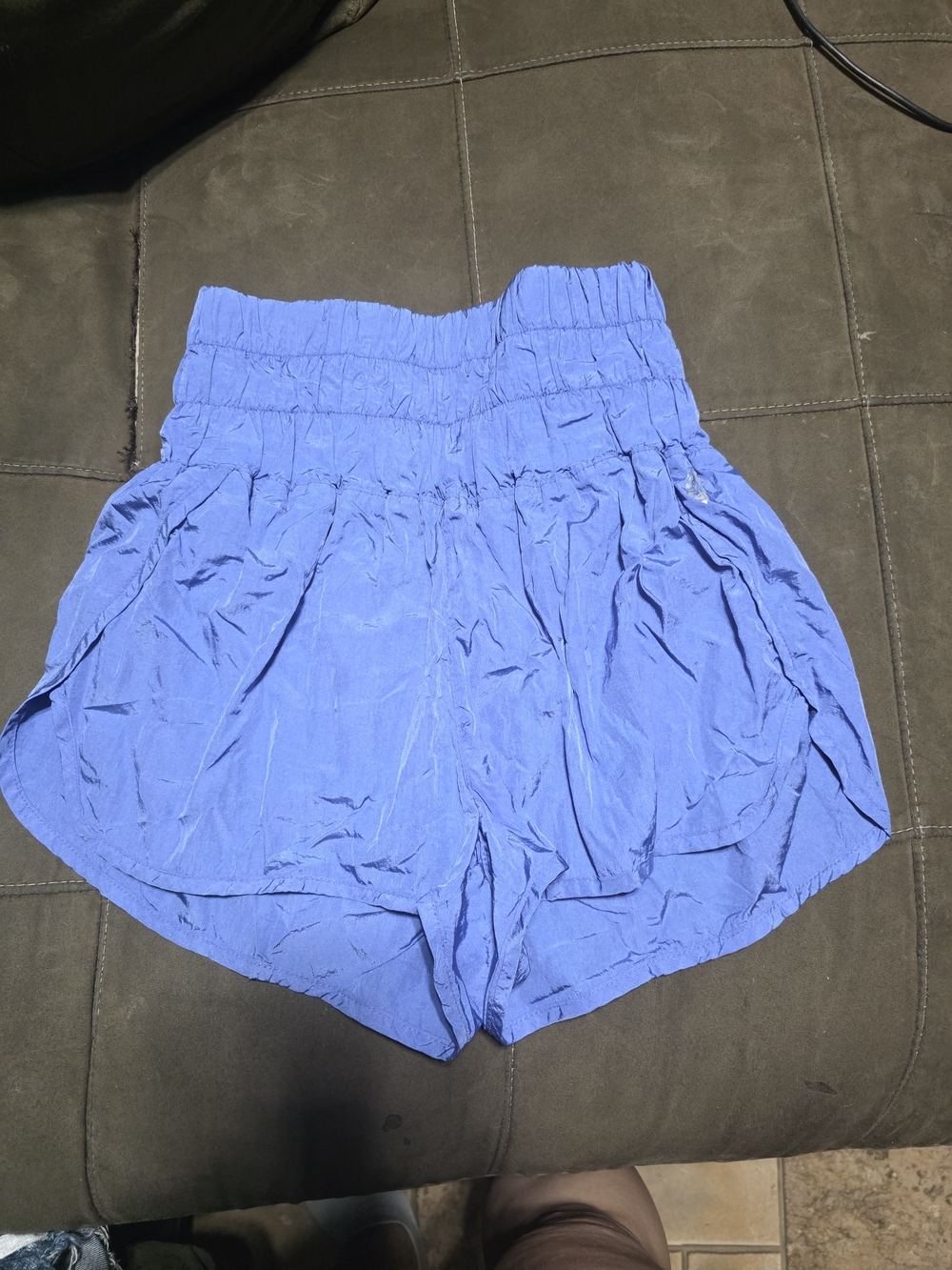 Free People Women's High-Waist Smocked Blue Shorts